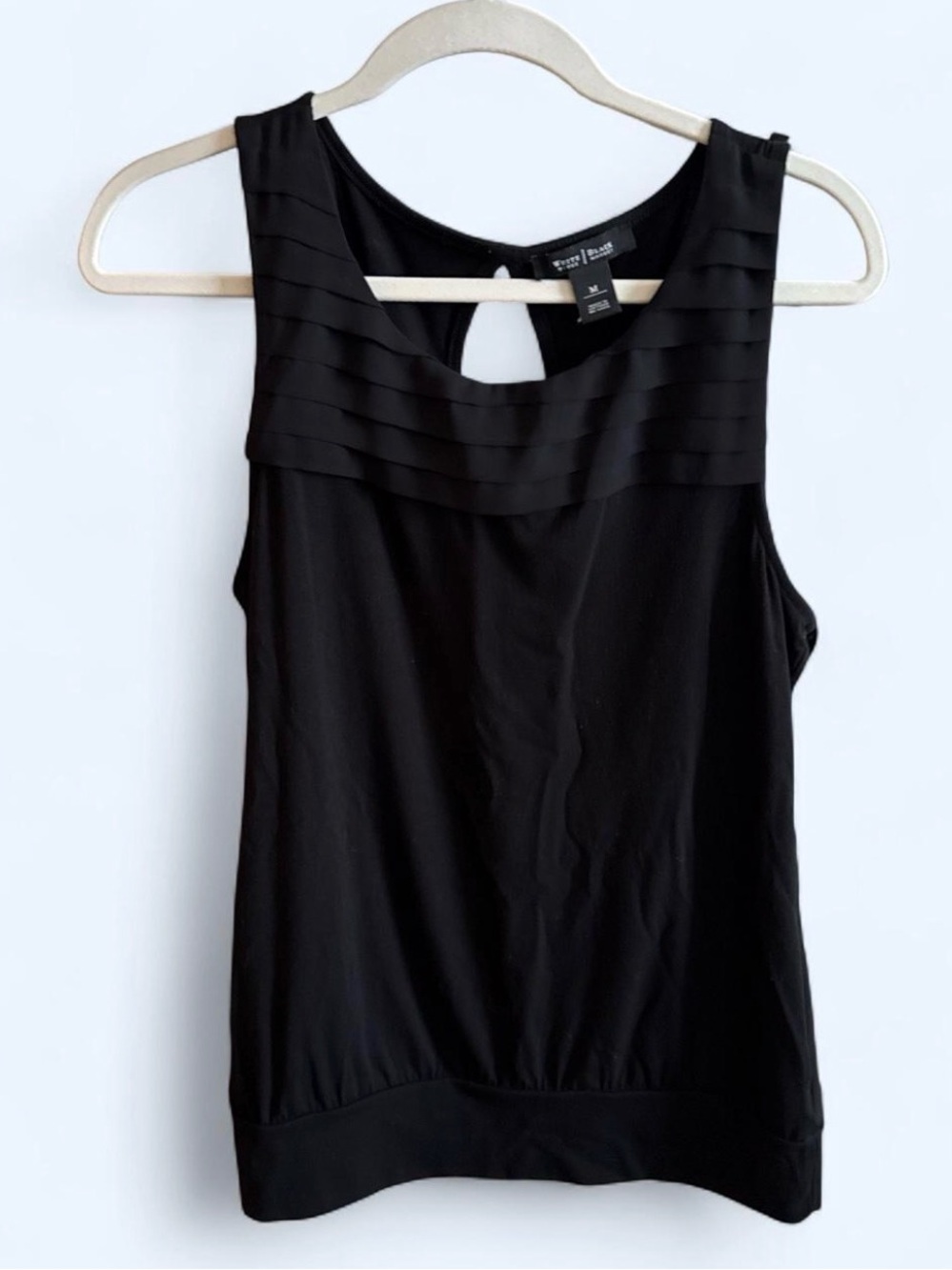 White House Black Market Black Sleeveless Pleat Tank